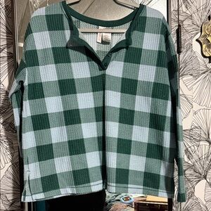 Green Plaid Women's Pajama Top